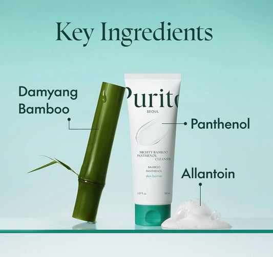 Purito Mighty Bamboo Panthenol Cleanser - 150ml - Brightening Moisture Gel Cream, Anti-Blemish Body Lotion, skin moisturizer, dark spot correcting serum, needly daily toner pad, oil cleansers, moisturizing sunscreen, hand cream - Sapphire Beauty Booth