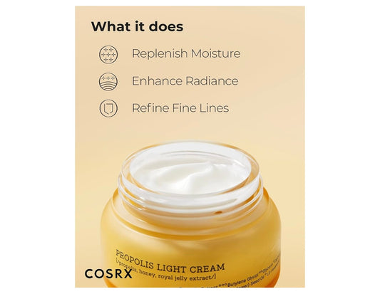 Cosrx Full Fit Propolis Light Cream - 65ml - Brightening Moisture Gel Cream, Anti-Blemish Body Lotion, skin moisturizer, dark spot correcting serum, needly daily toner pad, oil cleansers, moisturizing sunscreen, hand cream - Sapphire Beauty Booth