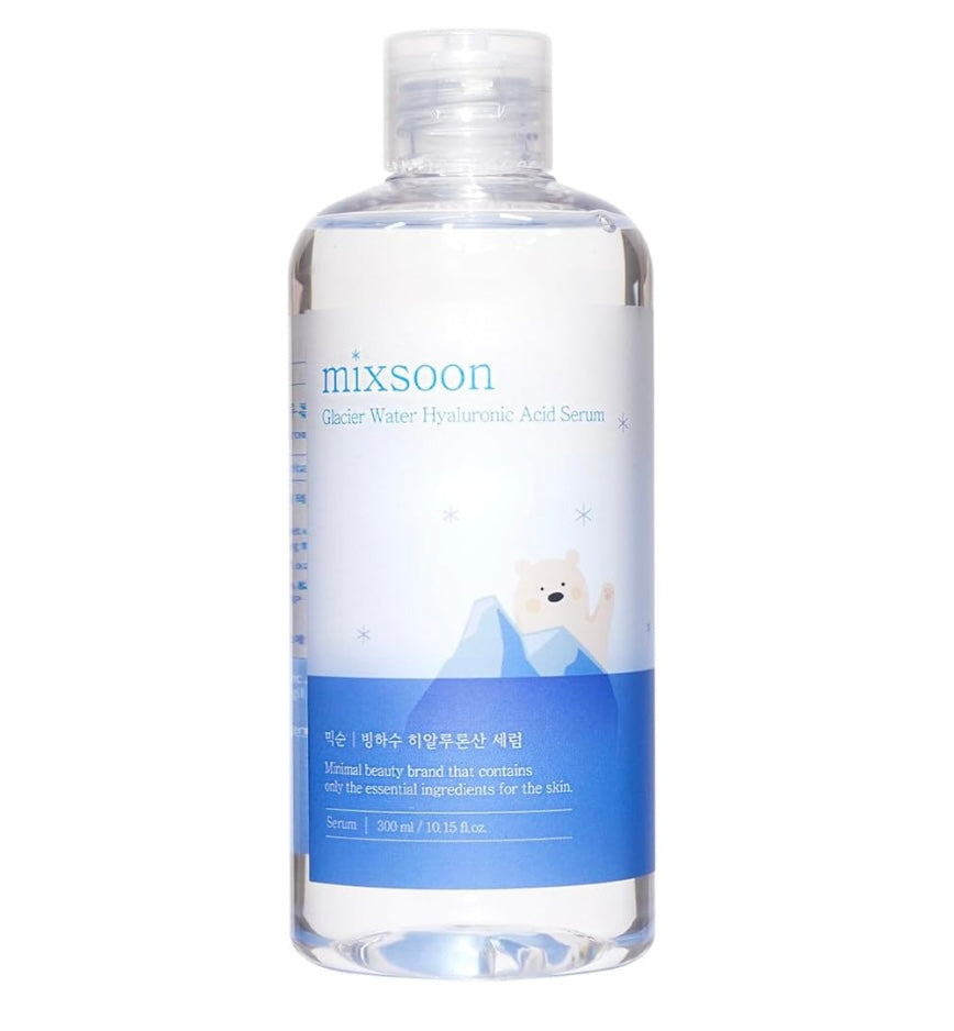 Mixsoon Glacier Water Hyaluronic Acid Serum - 300ml - Brightening Moisture Gel Cream, Anti-Blemish Body Lotion, skin moisturizer, dark spot correcting serum, needly daily toner pad, oil cleansers, moisturizing sunscreen, hand cream - Sapphire Beauty Booth