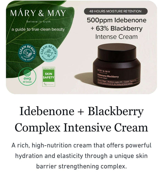 Mary&May Idebenone + Blackberry Complex Intense Cream - 70ml - Sapphire Beauty Booth