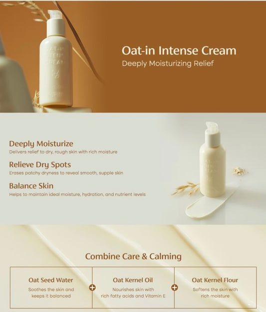Purito Oat-in Intense Cream - 150ml - Brightening Moisture Gel Cream, Anti-Blemish Body Lotion, skin moisturizer, dark spot correcting serum, needly daily toner pad, oil cleansers, moisturizing sunscreen, hand cream - Sapphire Beauty Booth