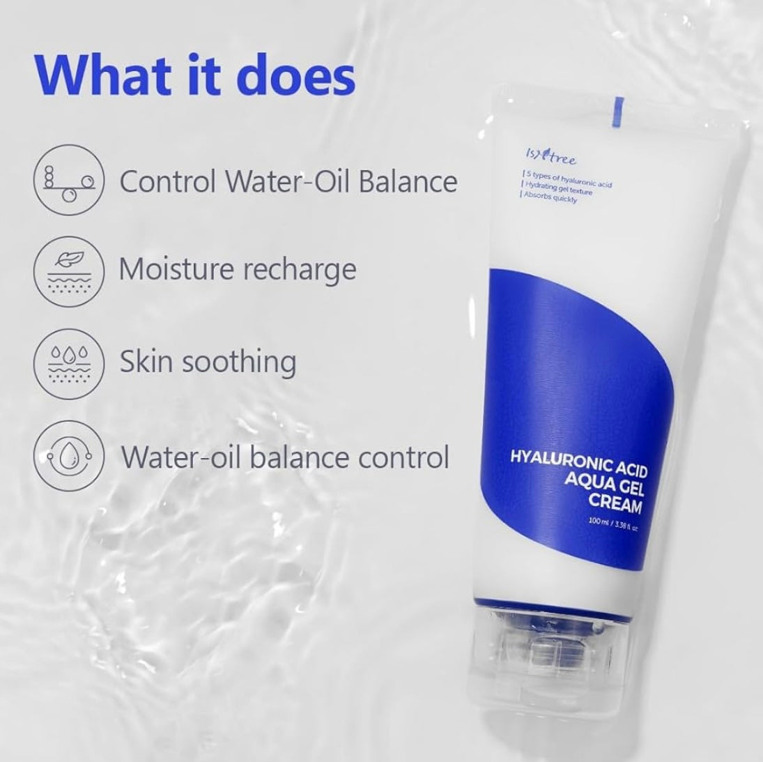 Isntree Hyaluronic Acid Aqua Gel Cream - 100ml - Brightening Moisture Gel Cream, Anti-Blemish Body Lotion, skin moisturizer, dark spot correcting serum, needly daily toner pad, oil cleansers, moisturizing sunscreen, hand cream - Sapphire Beauty Booth
