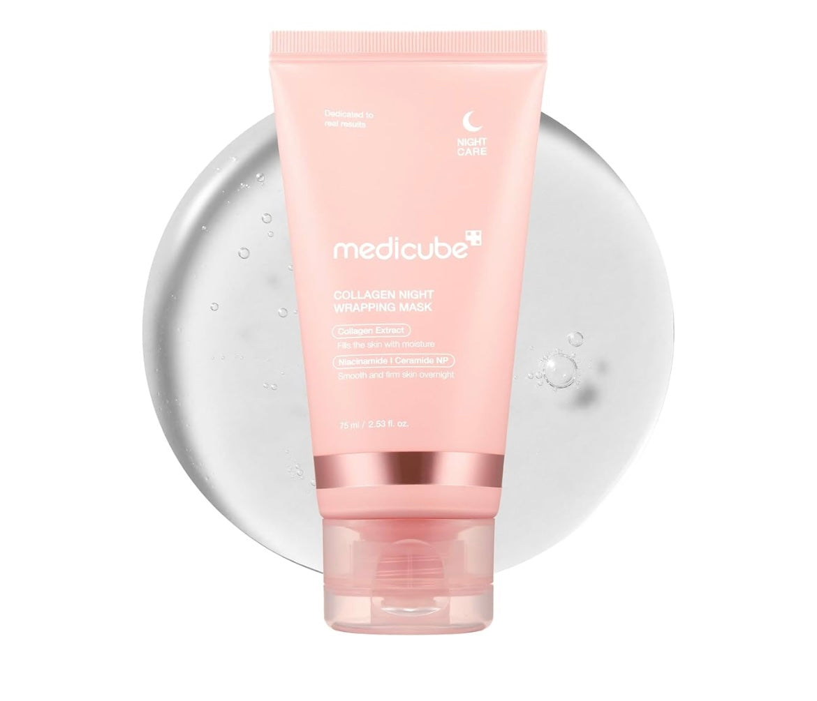 Medicube Collagen Night Wrapping Mask - 75ml - Brightening Moisture Gel Cream, Anti-Blemish Body Lotion, skin moisturizer, dark spot correcting serum, needly daily toner pad, oil cleansers, moisturizing sunscreen, hand cream - Sapphire Beauty Booth