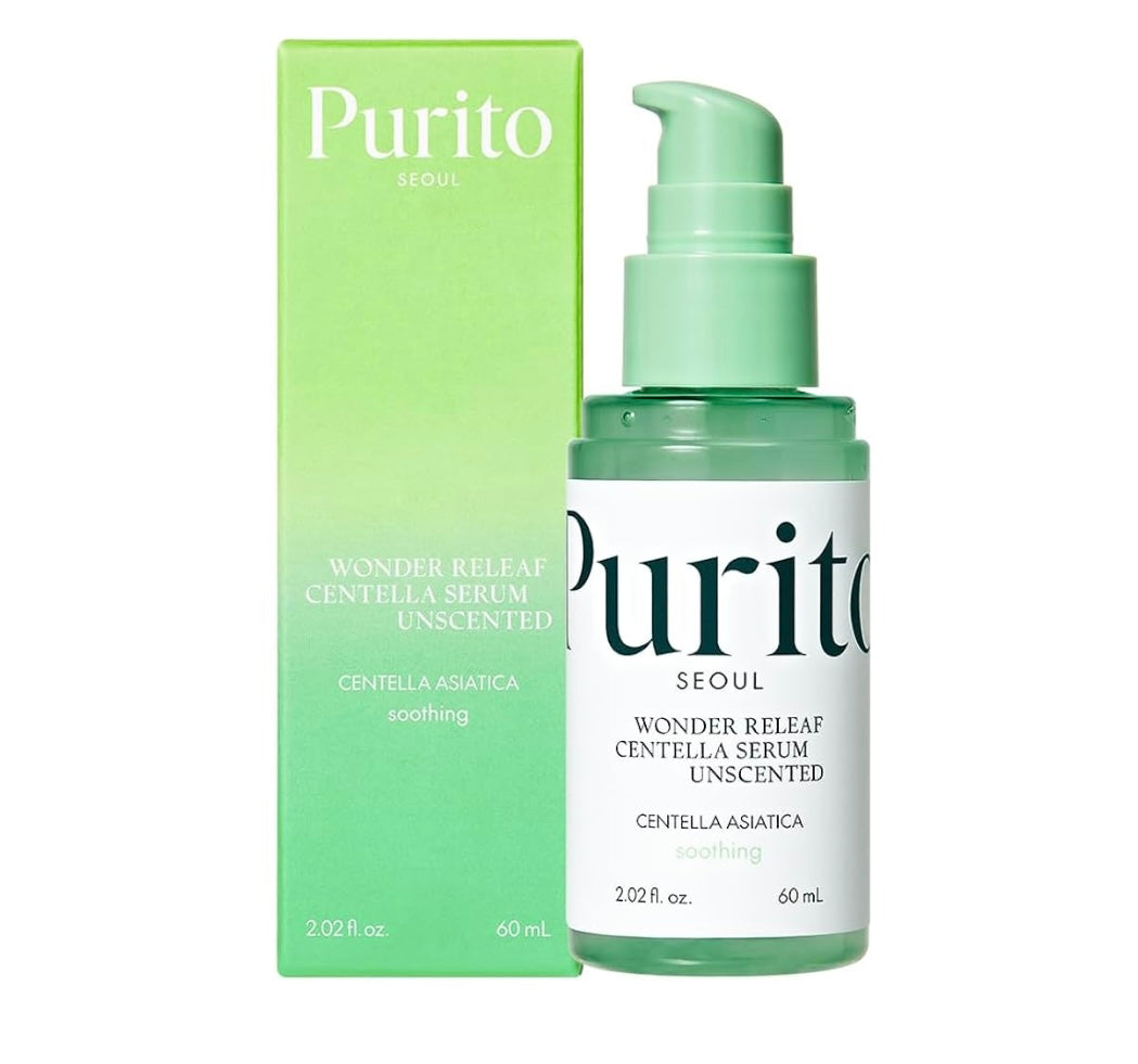 Purito Wonder Releaf Centella Unscented Serum - 60ml - Brightening Moisture Gel Cream, Anti-Blemish Body Lotion, skin moisturizer, dark spot correcting serum, needly daily toner pad, oil cleansers, moisturizing sunscreen, hand cream - Sapphire Beauty Booth