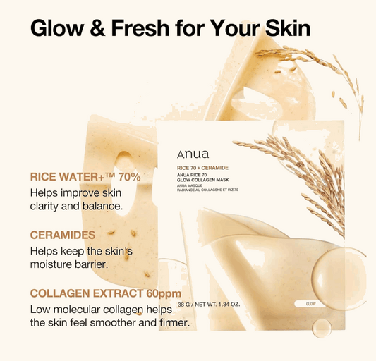 Anua Rice 70 Glow Collagen Mask - 1 each - Sapphire Beauty Booth