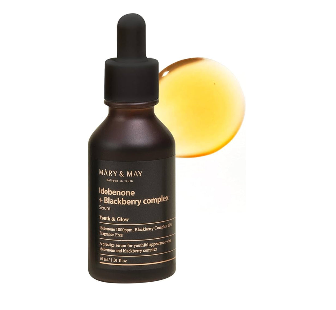 Mary&May Idebenone + Blackberry complex Serum - 30ml - Brightening Moisture Gel Cream, Anti-Blemish Body Lotion, skin moisturizer, dark spot correcting serum, needly daily toner pad, oil cleansers, moisturizing sunscreen, hand cream - Sapphire Beauty Booth
