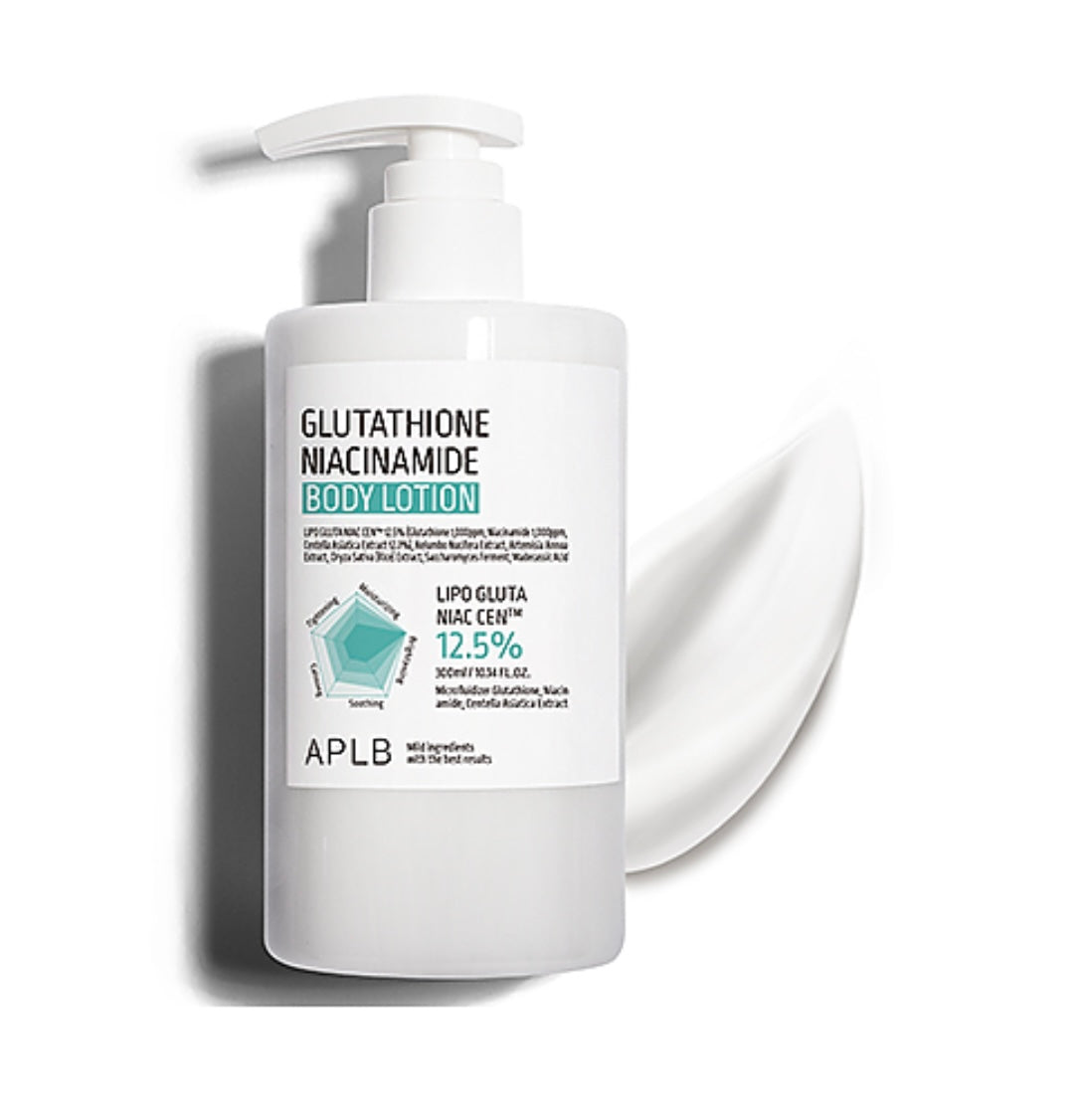 APLB Glutathione Niacinamide Body Lotion - 300ml - Brightening Moisture Gel Cream, Anti-Blemish Body Lotion, skin moisturizer, dark spot correcting serum, needly daily toner pad, oil cleansers, moisturizing sunscreen, hand cream - Sapphire Beauty Booth