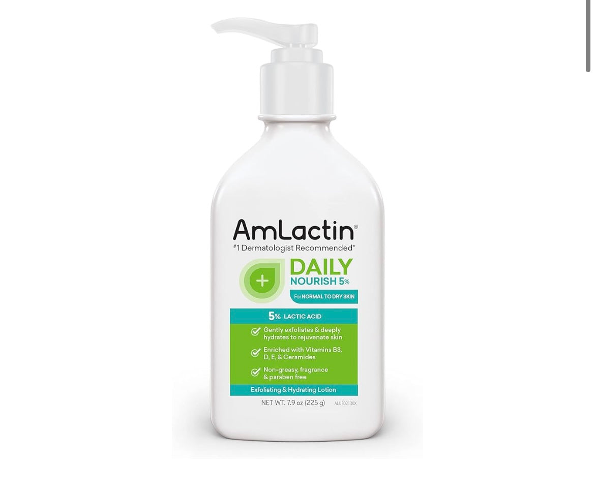AmLactin Daily Nourish 5% Lactic Acid Body Lotion - 233 ml - Brightening Moisture Gel Cream, Anti-Blemish Body Lotion, skin moisturizer, dark spot correcting serum, needly daily toner pad, oil cleansers, moisturizing sunscreen, hand cream - Sapphire Beauty Booth