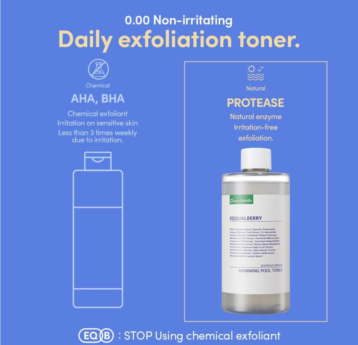 Eqqualberry Swimming Pool Protease Facial Toner - 300ml - Brightening Moisture Gel Cream, Anti-Blemish Body Lotion, skin moisturizer, dark spot correcting serum, needly daily toner pad, oil cleansers, moisturizing sunscreen, hand cream - Sapphire Beauty Booth