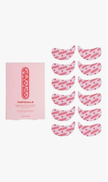 Topicals Faded Brightening Under Eye Masks - 6 pairs - Brightening Moisture Gel Cream, Anti-Blemish Body Lotion, skin moisturizer, dark spot correcting serum, needly daily toner pad, oil cleansers, moisturizing sunscreen, hand cream - Sapphire Beauty Booth