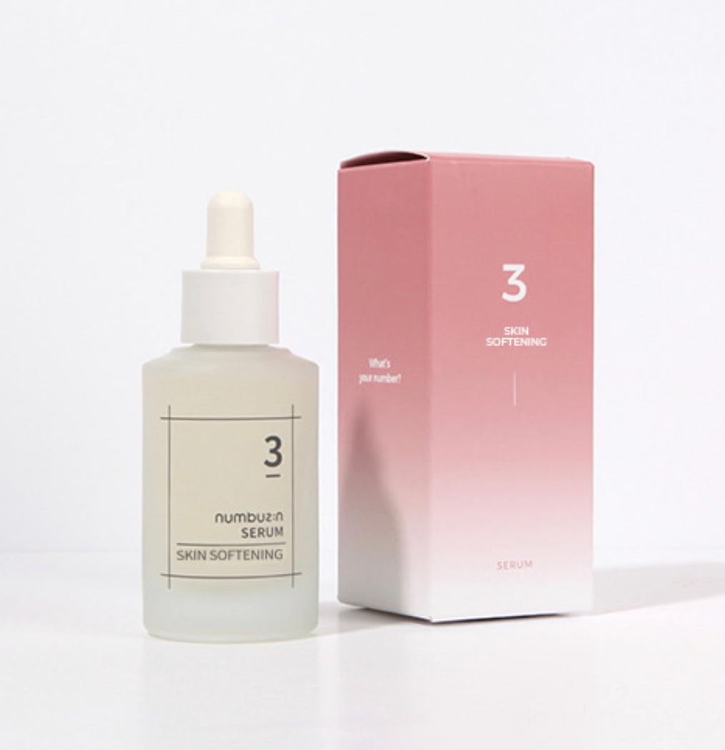 Numbuzin No.3 Skin Softening Serum - 50ml - Brightening Moisture Gel Cream, Anti-Blemish Body Lotion, skin moisturizer, dark spot correcting serum, needly daily toner pad, oil cleansers, moisturizing sunscreen, hand cream - Sapphire Beauty Booth