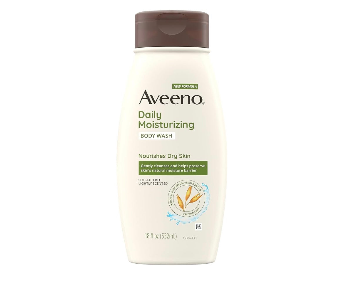 Aveeno Daily Moisturizing Body Wash - 532ml - Brightening Moisture Gel Cream, Anti-Blemish Body Lotion, skin moisturizer, dark spot correcting serum, needly daily toner pad, oil cleansers, moisturizing sunscreen, hand cream - Sapphire Beauty Booth