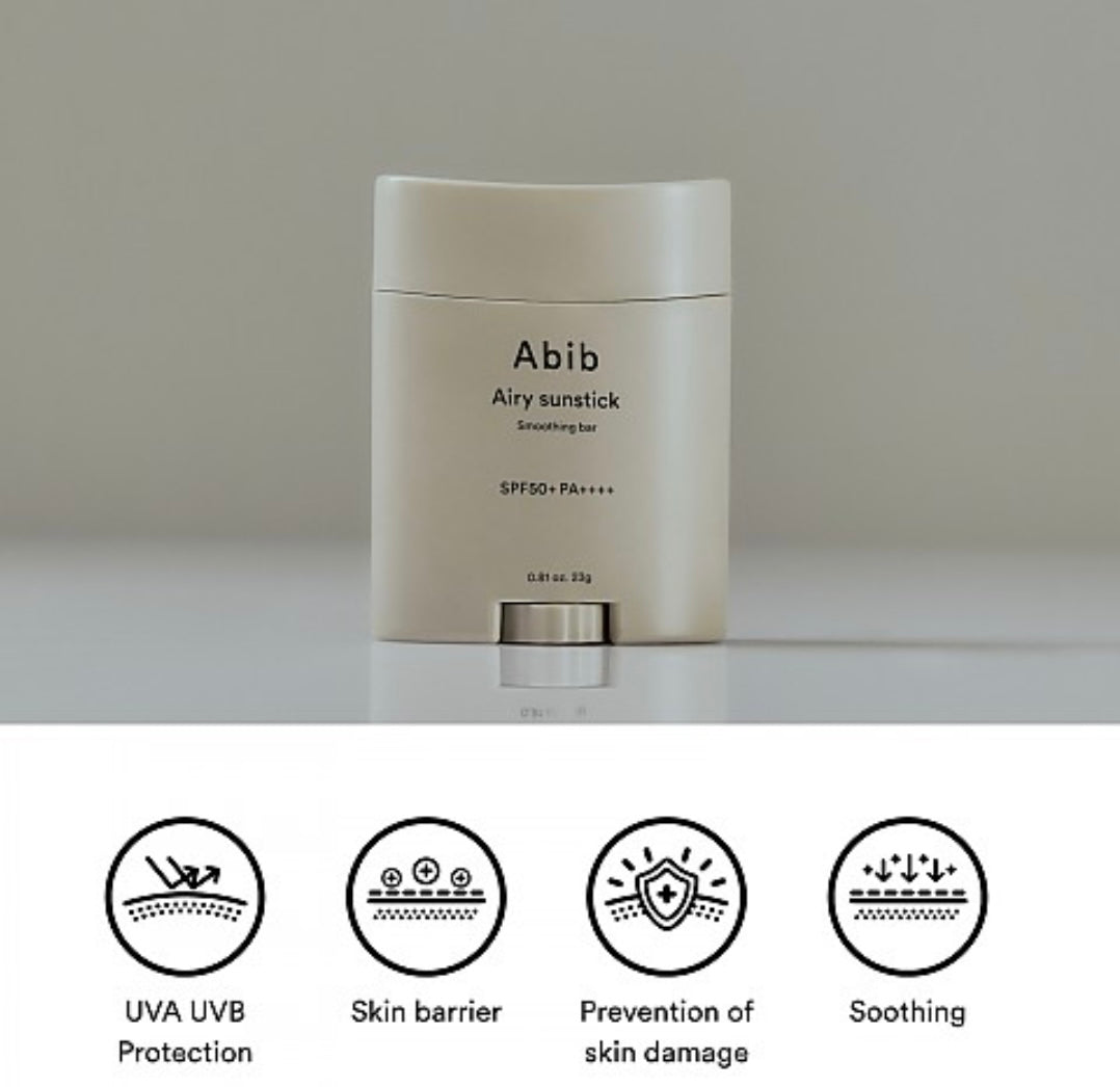 Abib Airy Sunstick Smoothing Bar - 23g - Brightening Moisture Gel Cream, Anti-Blemish Body Lotion, skin moisturizer, dark spot correcting serum, needly daily toner pad, oil cleansers, moisturizing sunscreen, hand cream - Sapphire Beauty Booth