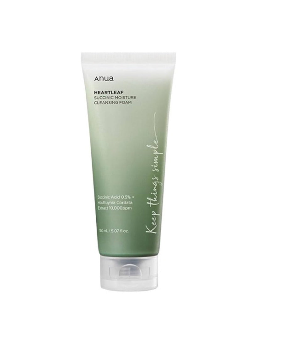 Anua Heartleaf Succinic Moisture Cleansing Foam - 150ml - Brightening Moisture Gel Cream, Anti-Blemish Body Lotion, skin moisturizer, dark spot correcting serum, needly daily toner pad, oil cleansers, moisturizing sunscreen, hand cream - Sapphire Beauty Booth