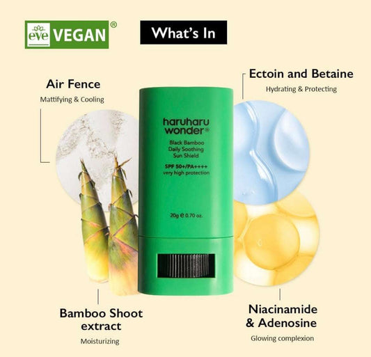 Haruharu Wonder Black Bamboo Daily Soothing Sun Shield Stick - 20g - Sapphire Beauty Booth