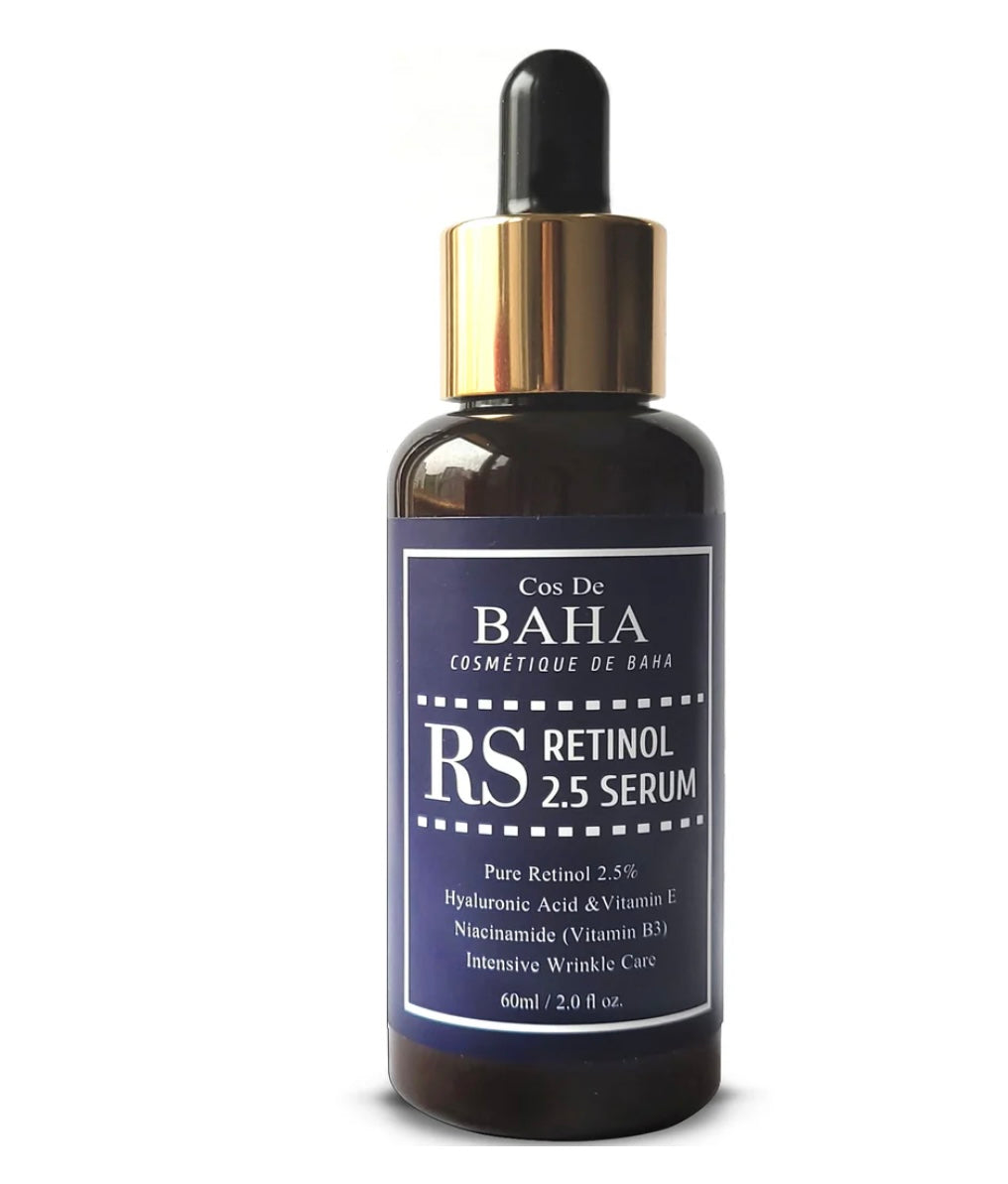 Cos De Baha Retinol 2.5% Facial Serum With Vitamin E - 60ml - Brightening Moisture Gel Cream, Anti-Blemish Body Lotion, skin moisturizer, dark spot correcting serum, needly daily toner pad, oil cleansers, moisturizing sunscreen, hand cream - Sapphire Beauty Booth