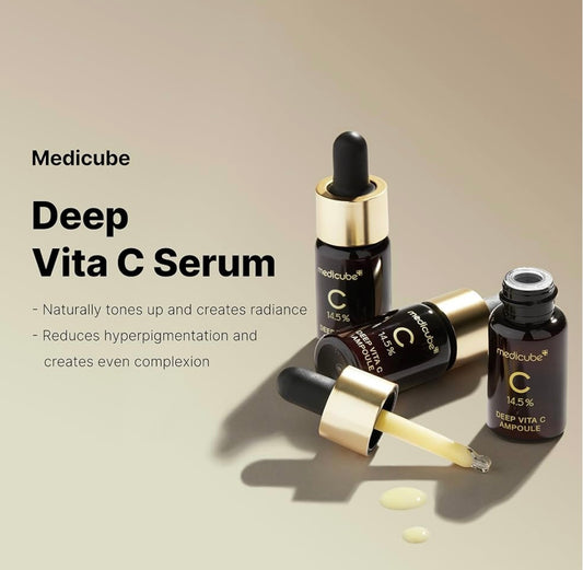 Medicube Deep Vita C Ampoule -10g x 3 - Brightening Moisture Gel Cream, Anti-Blemish Body Lotion, skin moisturizer, dark spot correcting serum, needly daily toner pad, oil cleansers, moisturizing sunscreen, hand cream - Sapphire Beauty Booth
