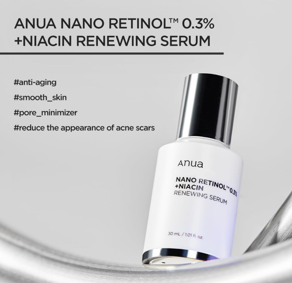 Anua Nano Retinol 0.3% + Niacin Renewing Serum - 30ml - Brightening Moisture Gel Cream, Anti-Blemish Body Lotion, skin moisturizer, dark spot correcting serum, needly daily toner pad, oil cleansers, moisturizing sunscreen, hand cream - Sapphire Beauty Booth