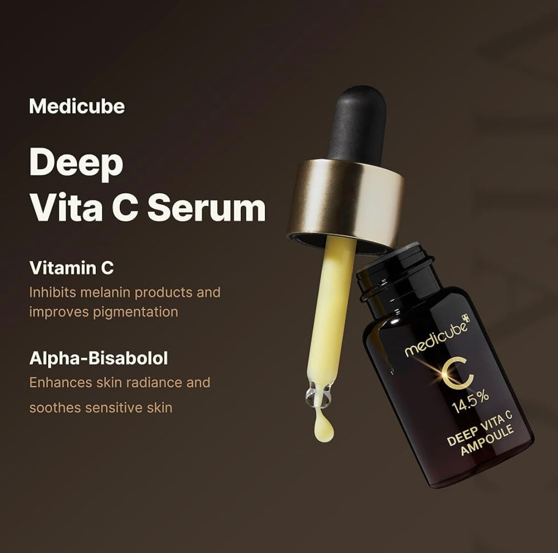 Medicube Deep Vita C Ampoule -10g x 3 - Brightening Moisture Gel Cream, Anti-Blemish Body Lotion, skin moisturizer, dark spot correcting serum, needly daily toner pad, oil cleansers, moisturizing sunscreen, hand cream - Sapphire Beauty Booth