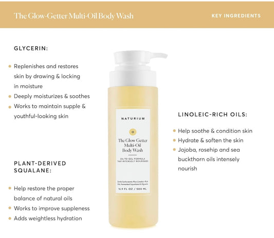 Naturium The Glow Getter Multi-Oil Hydrating Body Wash - 500ml - Brightening Moisture Gel Cream, Anti-Blemish Body Lotion, skin moisturizer, dark spot correcting serum, needly daily toner pad, oil cleansers, moisturizing sunscreen, hand cream - Sapphire Beauty Booth