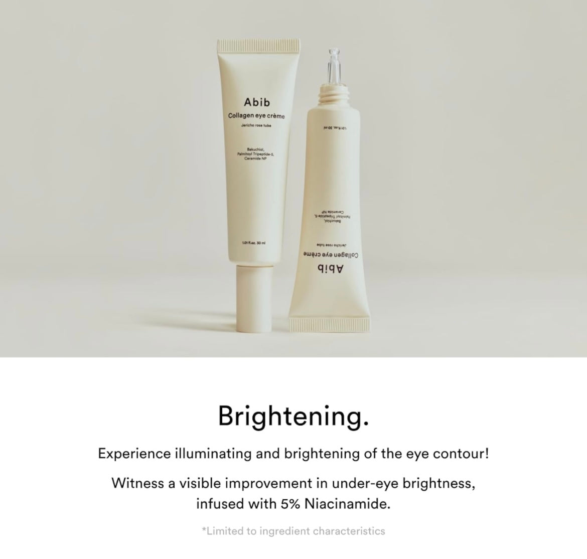 Abib Collagen Eye Crème Jericho Rose Tube - 30ml - Brightening Moisture Gel Cream, Anti-Blemish Body Lotion, skin moisturizer, dark spot correcting serum, needly daily toner pad, oil cleansers, moisturizing sunscreen, hand cream - Sapphire Beauty Booth