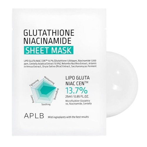 APLB Glutathione Niacinamide Sheet Mask - 1 Mask | Discover skin care, face cream, lip gloss, sunscreen, and korean skin care products at Sapphire Beauty Booth— a trusted cosmetic shop near me and makeup store near me.
