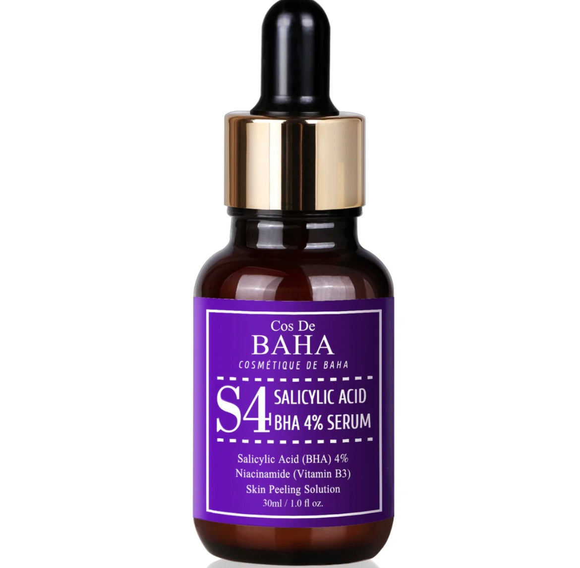 Cos De BAHA - S4 Salicylic Acid BHA 4% Serum - 30ml - Brightening Moisture Gel Cream, Anti-Blemish Body Lotion, skin moisturizer, dark spot correcting serum, needly daily toner pad, oil cleansers, moisturizing sunscreen, hand cream - Sapphire Beauty Booth