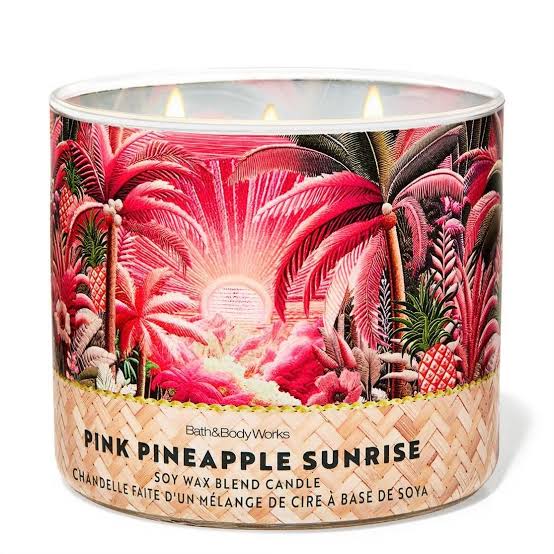 Bath & Body Works Pink Pineapple Sunrise 3-Wick Candle - 14.5 oz | Discover skin care, face cream, lip gloss, sunscreen, and korean skin care products at Sapphire Beauty Booth— a trusted cosmetic shop near me and makeup store near me. | Sapphire Beauty Ghana | Same Day Delivery Available