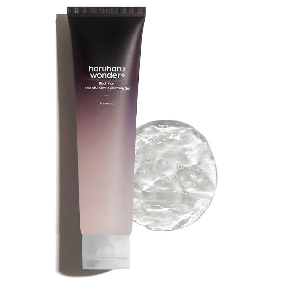 Haruharu Wonder Black Rice Triple AHA Gentle Cleansing Gel - 100ml - Brightening Moisture Gel Cream, Anti-Blemish Body Lotion, skin moisturizer, dark spot correcting serum, needly daily toner pad, oil cleansers, moisturizing sunscreen, hand cream - Sapphire Beauty Booth
