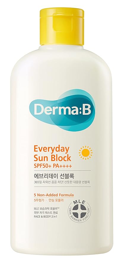 Derma:B Everyday Sun Block SPF50+ PA++++ - 200ml | Discover skin care, face cream, lip gloss, sunscreen, and korean skin care products at Sapphire Beauty Booth— a trusted cosmetic shop near me and makeup store near me.
