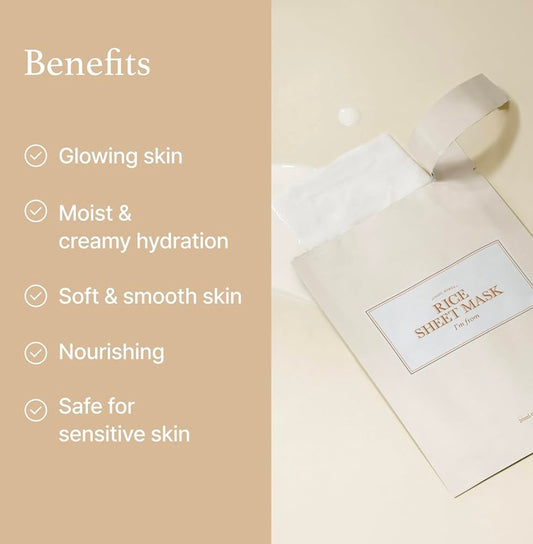 I'm from Rice Sheet Mask - 1ea - Brightening Moisture Gel Cream, Anti-Blemish Body Lotion, skin moisturizer, dark spot correcting serum, needly daily toner pad, oil cleansers, moisturizing sunscreen, hand cream - Sapphire Beauty Booth