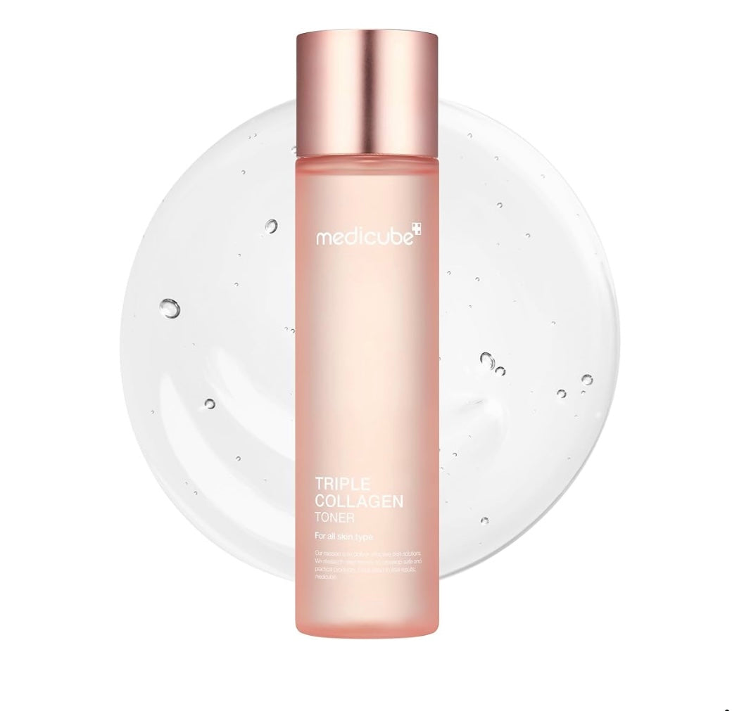 Medicube Triple Collagen Toner - 140ml - Brightening Moisture Gel Cream, Anti-Blemish Body Lotion, skin moisturizer, dark spot correcting serum, needly daily toner pad, oil cleansers, moisturizing sunscreen, hand cream - Sapphire Beauty Booth