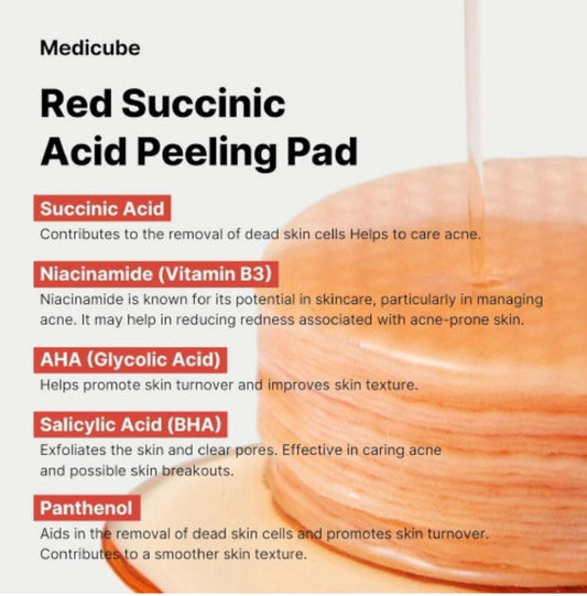 Medicube Red Succinic Acid Peeling Pad - 70 pads - Sapphire Beauty Booth
