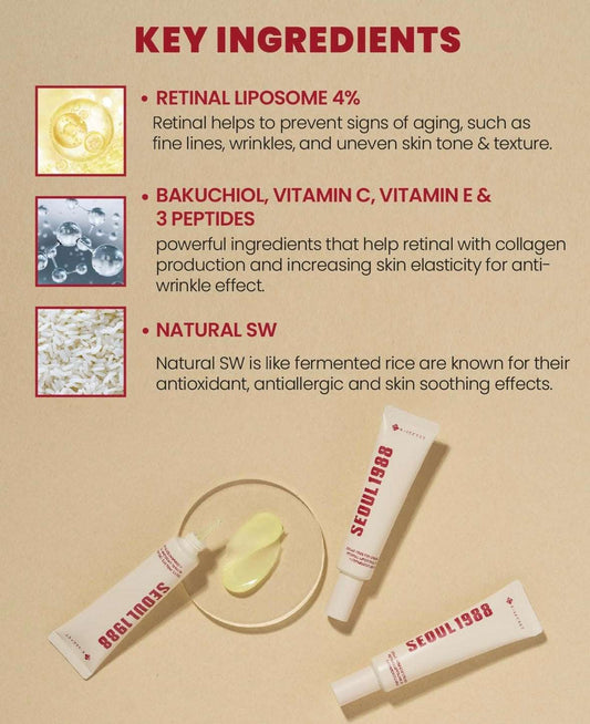 KSECRET - SEOUL 1988 Eye Cream: Retinal Liposome 4% + Fermented Bean - 30ml - Sapphire Beauty Booth