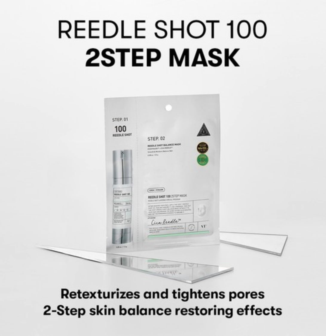 VT - Reedle Shot 100 2 Step Mask - 1 each - Brightening Moisture Gel Cream, Anti-Blemish Body Lotion, skin moisturizer, dark spot correcting serum, needly daily toner pad, oil cleansers, moisturizing sunscreen, hand cream - Sapphire Beauty Booth
