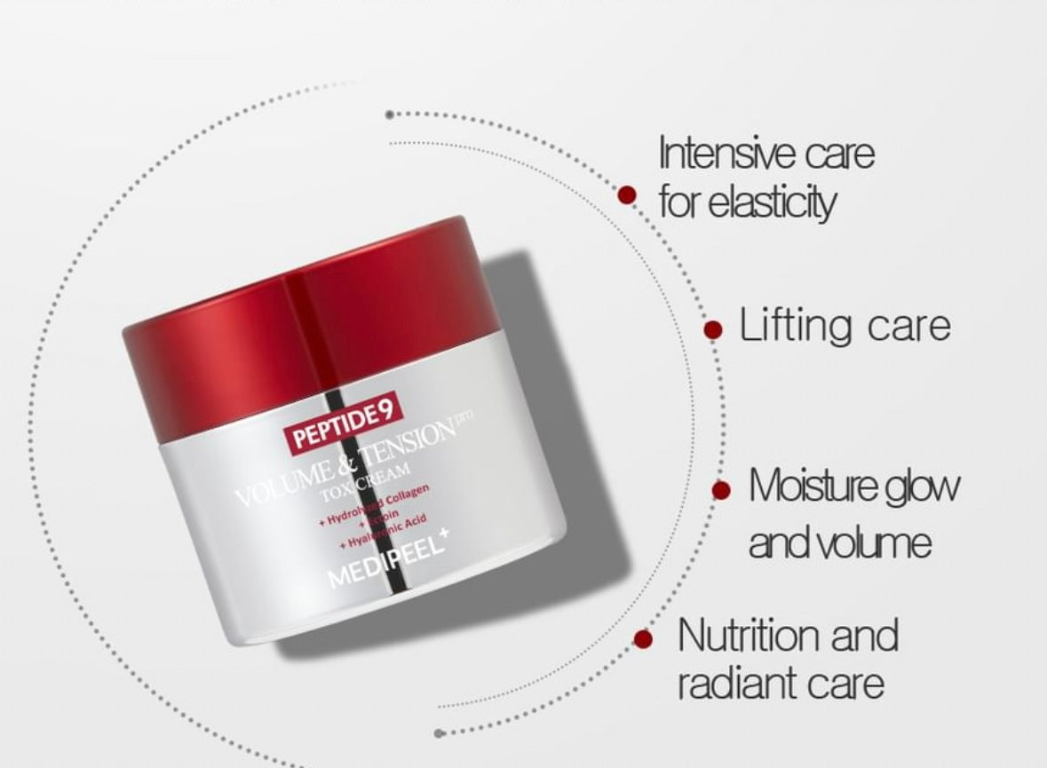 MEDI-PEEL - Peptide 9 Volume And Tension Tox Cream Pro - 50g - Brightening Moisture Gel Cream, Anti-Blemish Body Lotion, skin moisturizer, dark spot correcting serum, needly daily toner pad, oil cleansers, moisturizing sunscreen, hand cream - Sapphire Beauty Booth