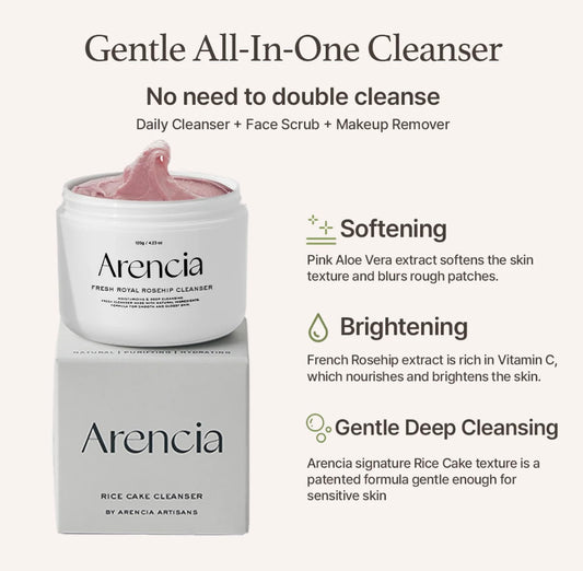 Arencia Royal Rosehip Cleanser - 120g - Brightening Moisture Gel Cream, Anti-Blemish Body Lotion, skin moisturizer, dark spot correcting serum, needly daily toner pad, oil cleansers, moisturizing sunscreen, hand cream - Sapphire Beauty Booth