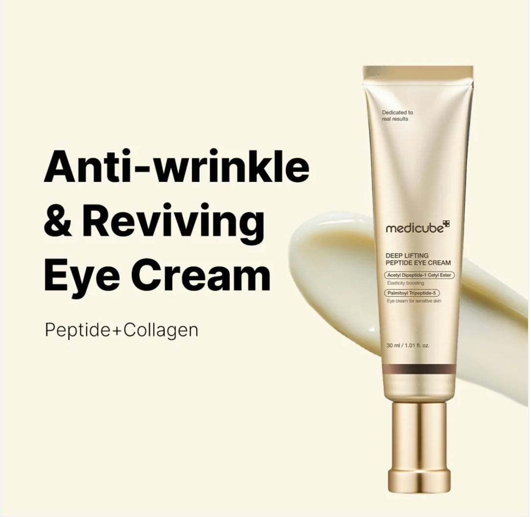Medicube Deep Lifting Peptide Eye cream - 30ml - Brightening Moisture Gel Cream, Anti-Blemish Body Lotion, skin moisturizer, dark spot correcting serum, needly daily toner pad, oil cleansers, moisturizing sunscreen, hand cream - Sapphire Beauty Booth