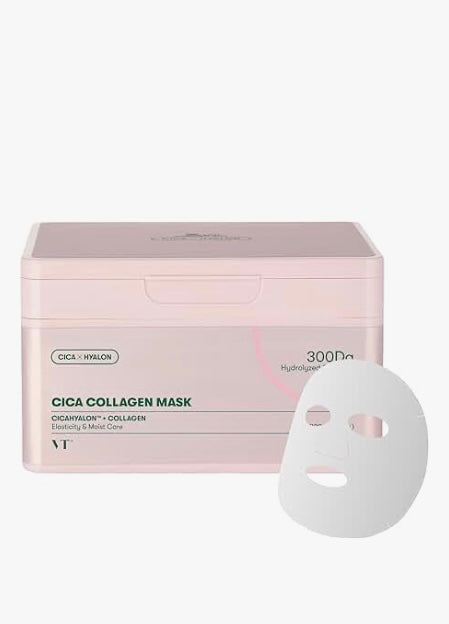 VT Cosmetics - Cica Collagen Mask - 30 Sheets - Brightening Moisture Gel Cream, Anti-Blemish Body Lotion, skin moisturizer, dark spot correcting serum, needly daily toner pad, oil cleansers, moisturizing sunscreen, hand cream - Sapphire Beauty Booth