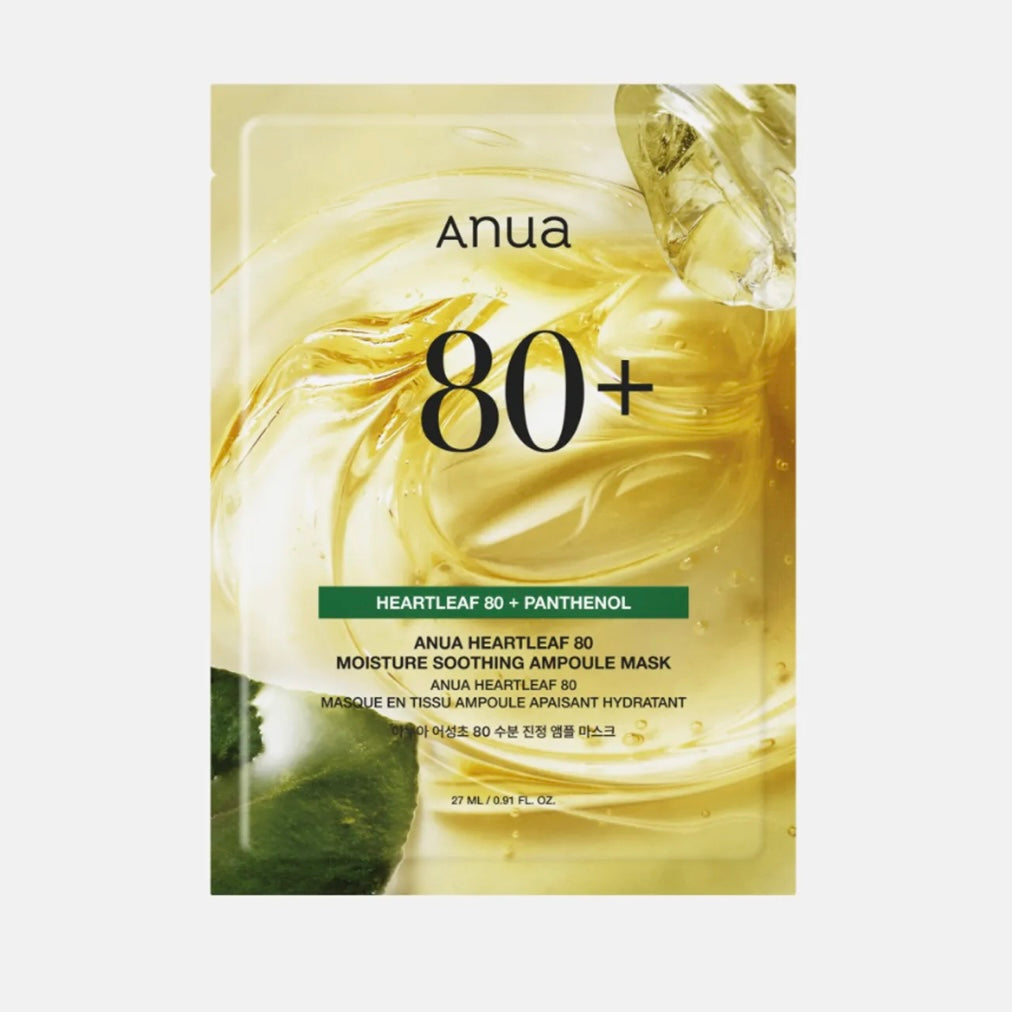 Anua Heartleaf 80 Moisture Soothing Ampoule Mask - 1 each - Brightening Moisture Gel Cream, Anti-Blemish Body Lotion, skin moisturizer, dark spot correcting serum, needly daily toner pad, oil cleansers, moisturizing sunscreen, hand cream - Sapphire Beauty Booth