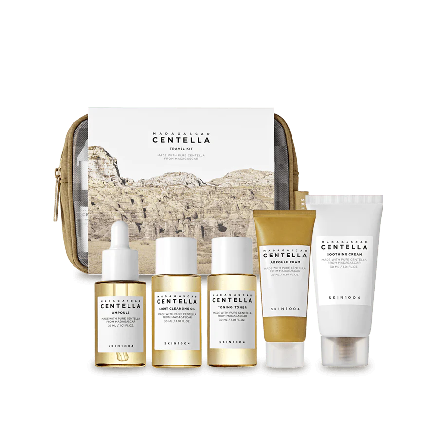 Skin1004 Madagascar Centella Travel Pouch Set | Discover skin care, face cream, lip gloss, sunscreen, and korean skin care products at Sapphire Beauty Booth— a trusted cosmetic shop near me and makeup store near me. | Sapphire Beauty Ghana