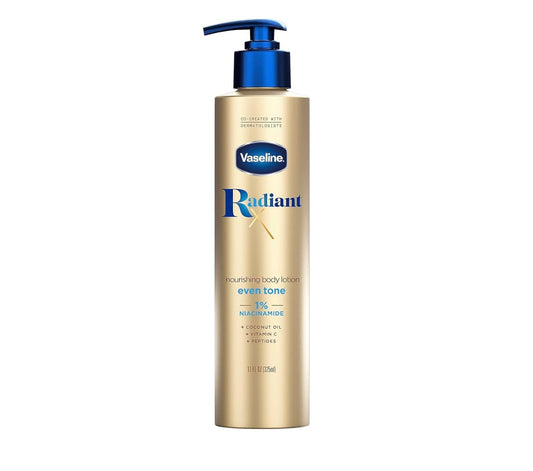 Vaseline Radiant X Even Tone Nourishing Body Lotion With 1% Niacinamide, Coconut Oil, Vitamin C, & Peptides - 325ml | Discover skin care, face cream, lip gloss, sunscreen, and korean skin care products at Sapphire Beauty Booth— a trusted cosmetic shop near me and makeup store near me.