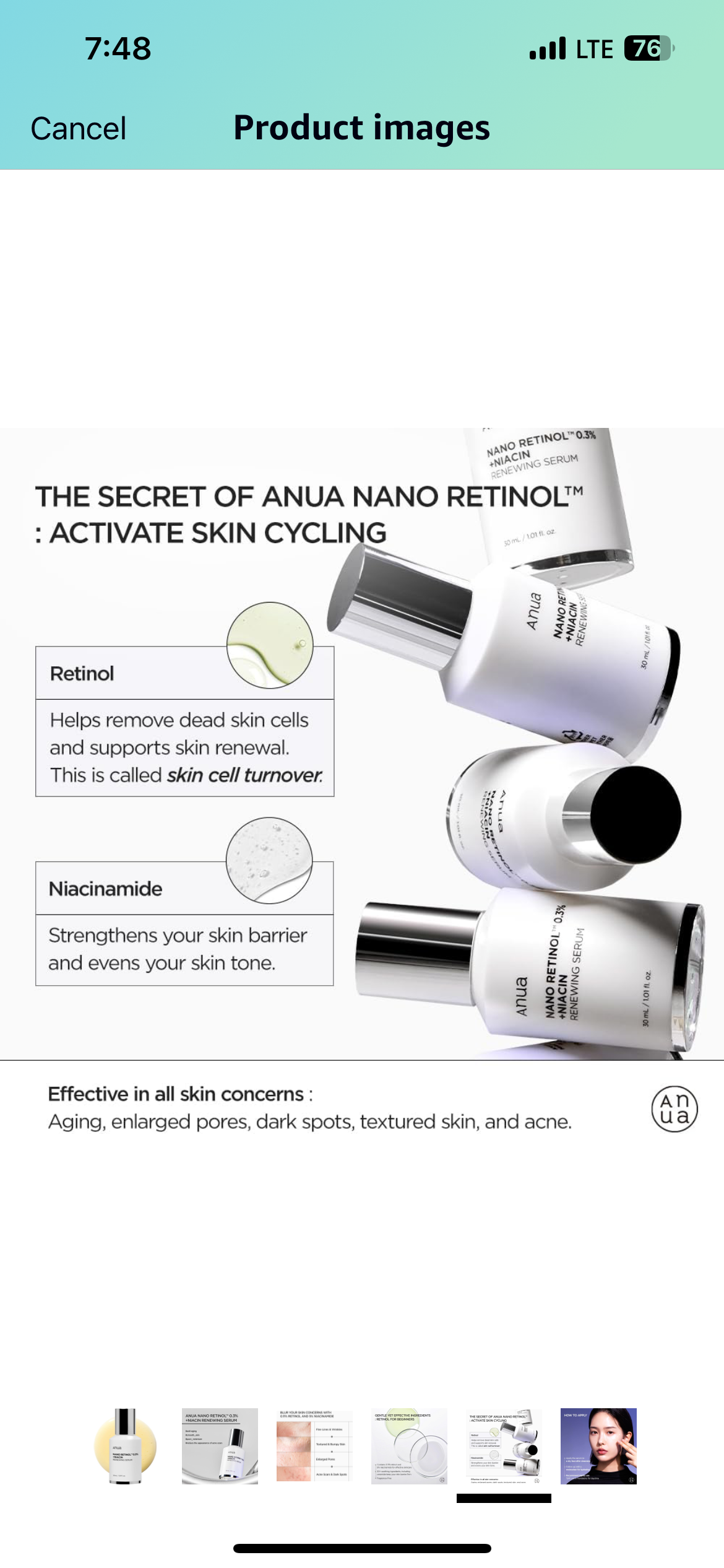 Anua Nano Retinol 0.3% + Niacin Renewing Serum - 30ml