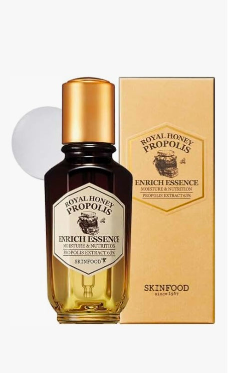 SKINFOOD Royal Honey Propolis Enrich Essence - 50ml - Brightening Moisture Gel Cream, Anti-Blemish Body Lotion, skin moisturizer, dark spot correcting serum, needly daily toner pad, oil cleansers, moisturizing sunscreen, hand cream - Sapphire Beauty Booth