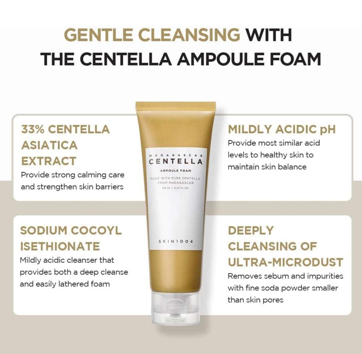 Skin1004 Madagascar Centella Ampoule Foam Cleanser - 125ml - Sapphire Beauty Booth