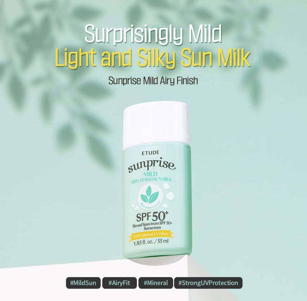 Etude Sunprise Mild Airy Finish Sun Milk - 55ml - Sapphire Beauty Booth