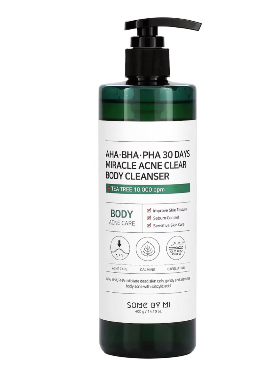 Some By Mi Miracle Acne Clear Body Cleanser - 400g - Brightening Moisture Gel Cream, Anti-Blemish Body Lotion, skin moisturizer, dark spot correcting serum, needly daily toner pad, oil cleansers, moisturizing sunscreen, hand cream - Sapphire Beauty Booth
