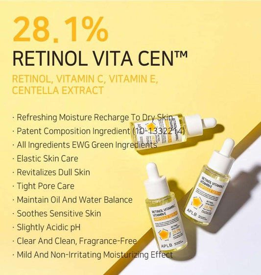 APLB Retinol Vitamin C Vitamin E Ampoule Serum - 40ml - Sapphire Beauty Booth