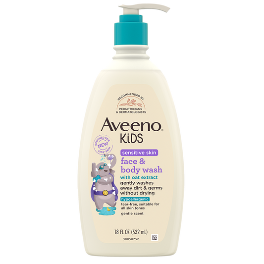 Aveeno Kids Sensitive Skin Face and Body Wash - 532ml | Discover skin care, face cream, lip gloss, sunscreen, and korean skin care products at Sapphire Beauty Booth— a trusted cosmetic shop near me and makeup store near me.