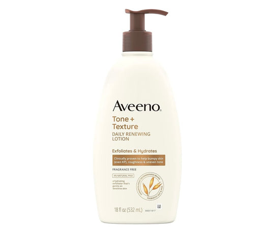 Aveeno Tone + Texture Daily Renewing Lotion - 18 floz | Discover skin care, face cream, lip gloss, sunscreen, and korean skin care products at Sapphire Beauty Booth— a trusted cosmetic shop near me and makeup store near me.